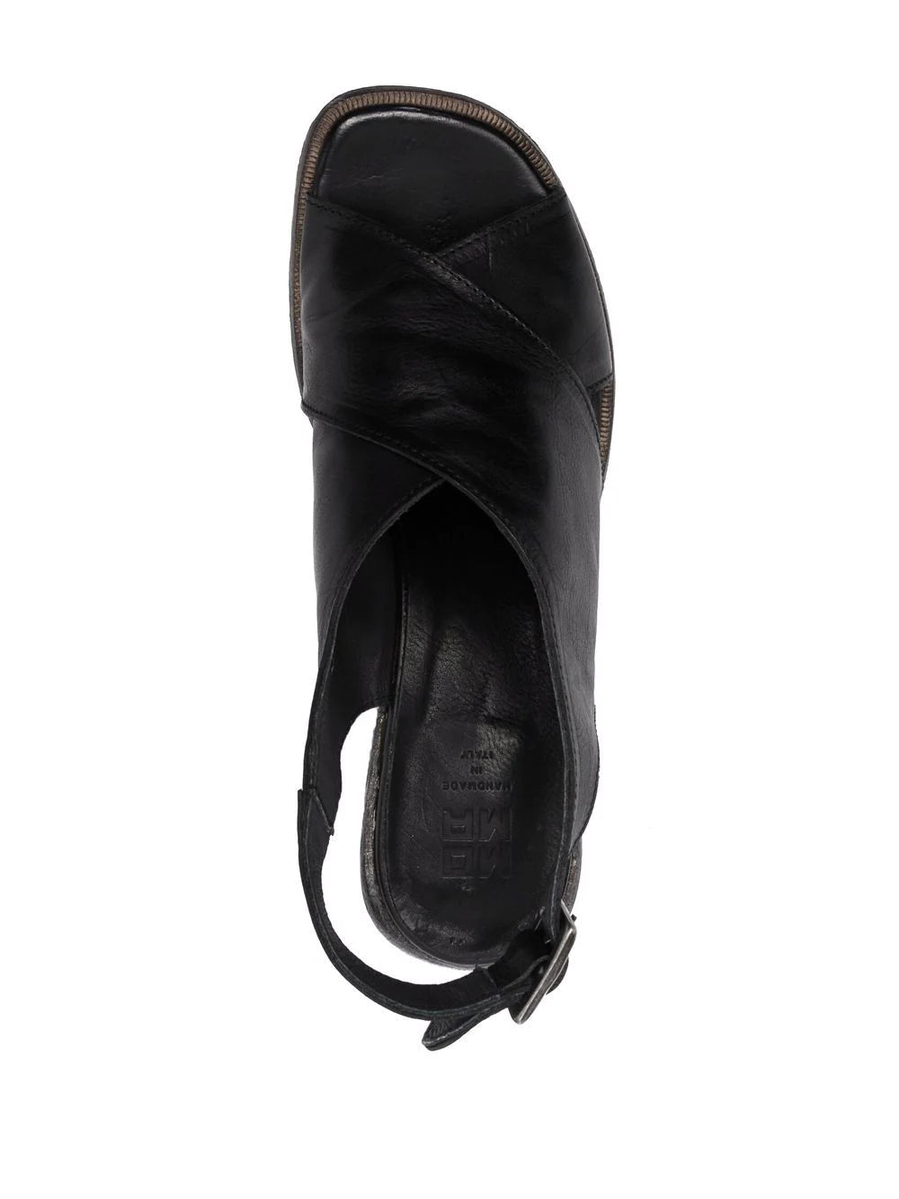 Moma Donna Crossover Strap Leather Sandal - Nero