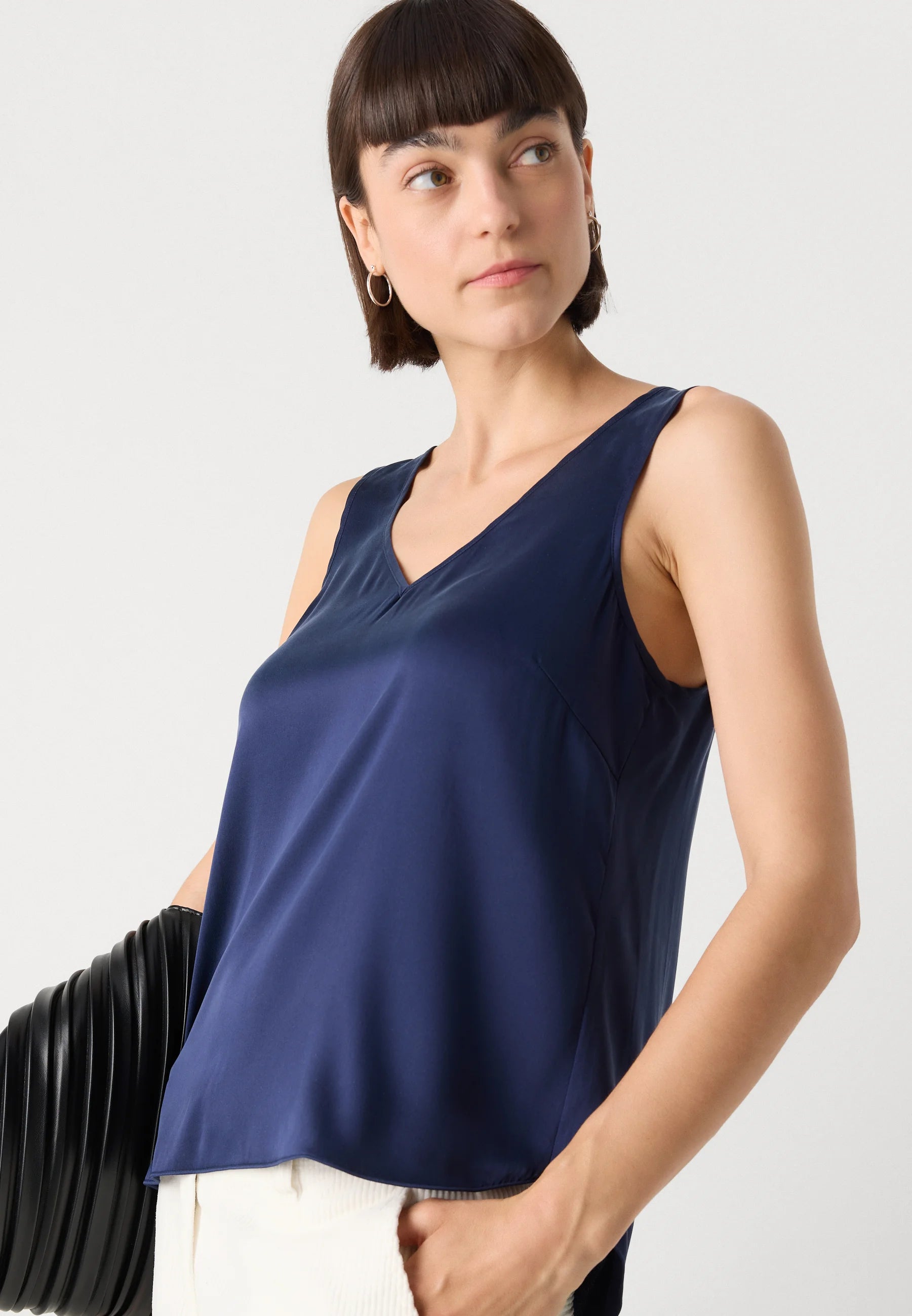 Mos Mosh Astrid V-Neck Silk Tank Top - Maritime Blue