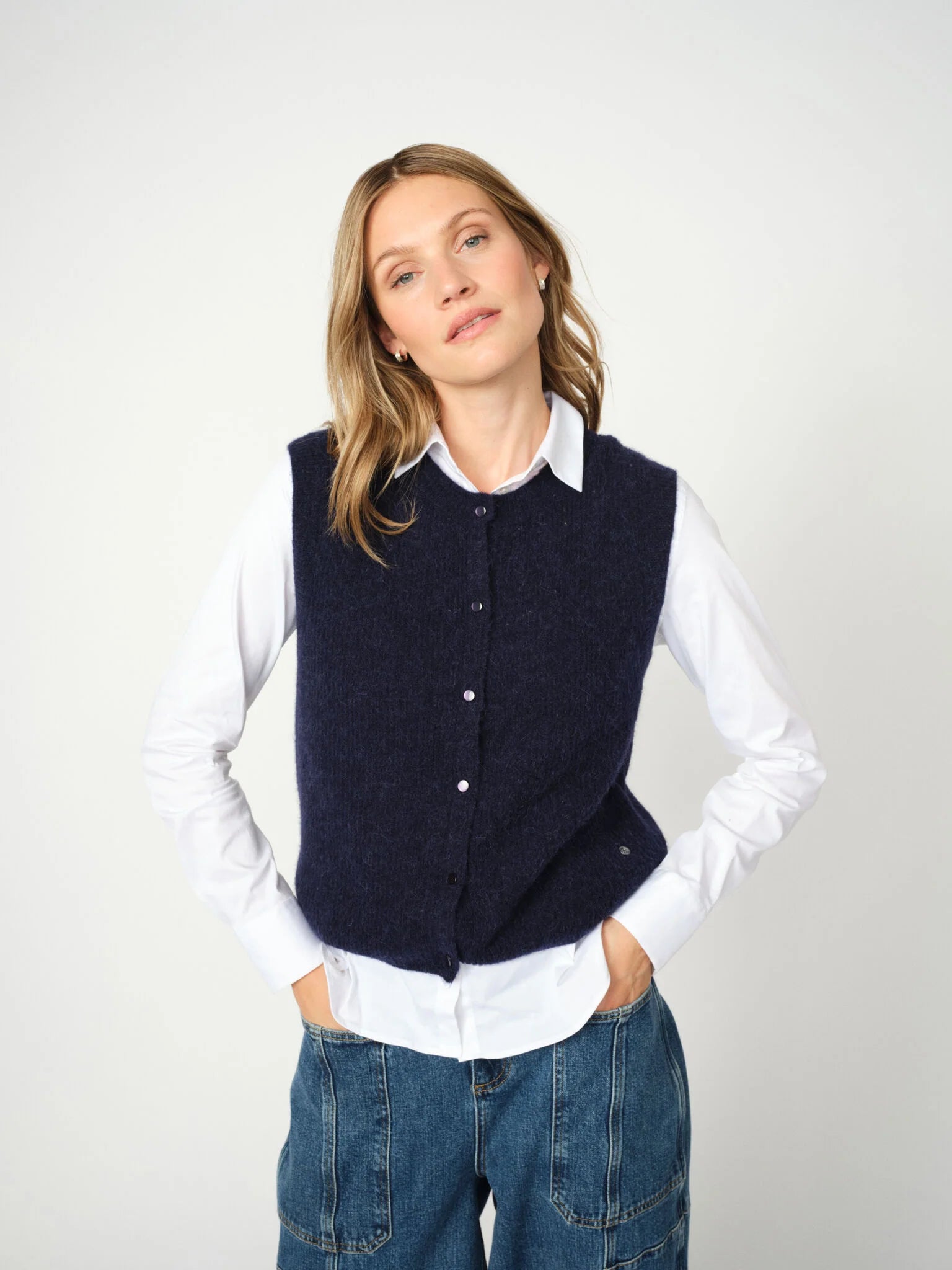 Mos Mosh MMAlmine Thora Knit Vest - Maritime Blue