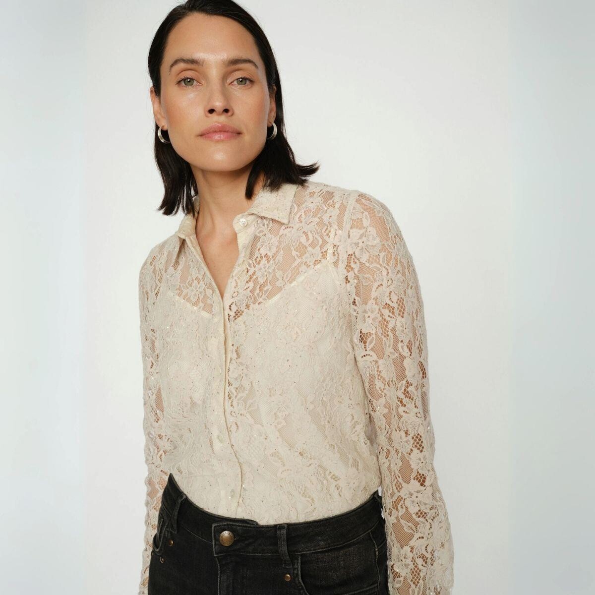Mos Mosh MMKether Lace Sequin Shirt - Summer Sand