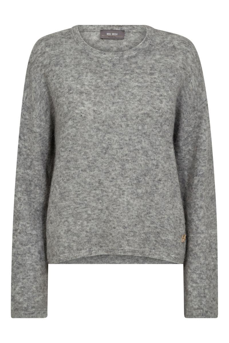Mos Mosh MMMape O-Neck Knit - Grey Melange