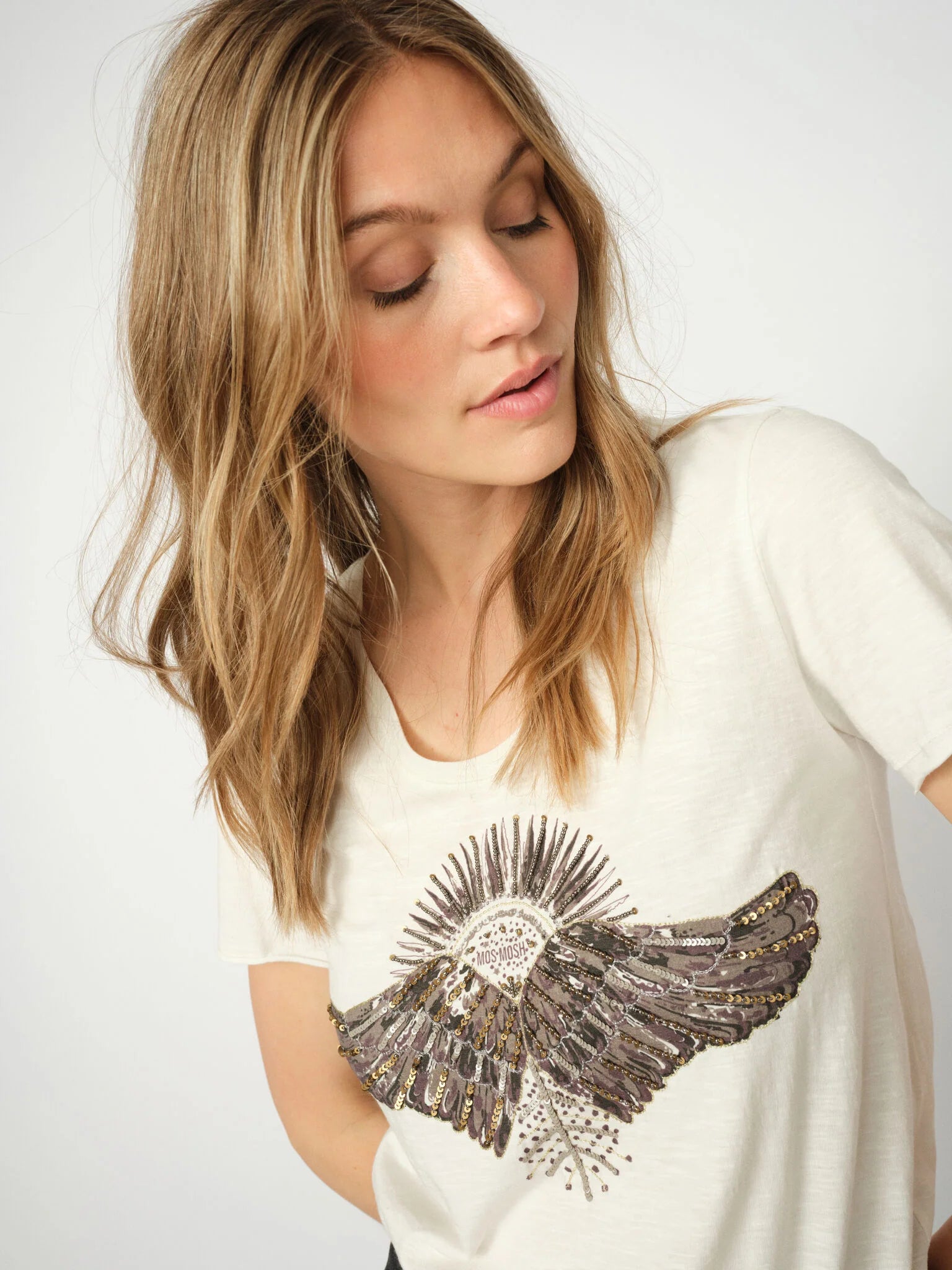 Mos Mosh MMNadine O-SS Deco Tee - Ecru