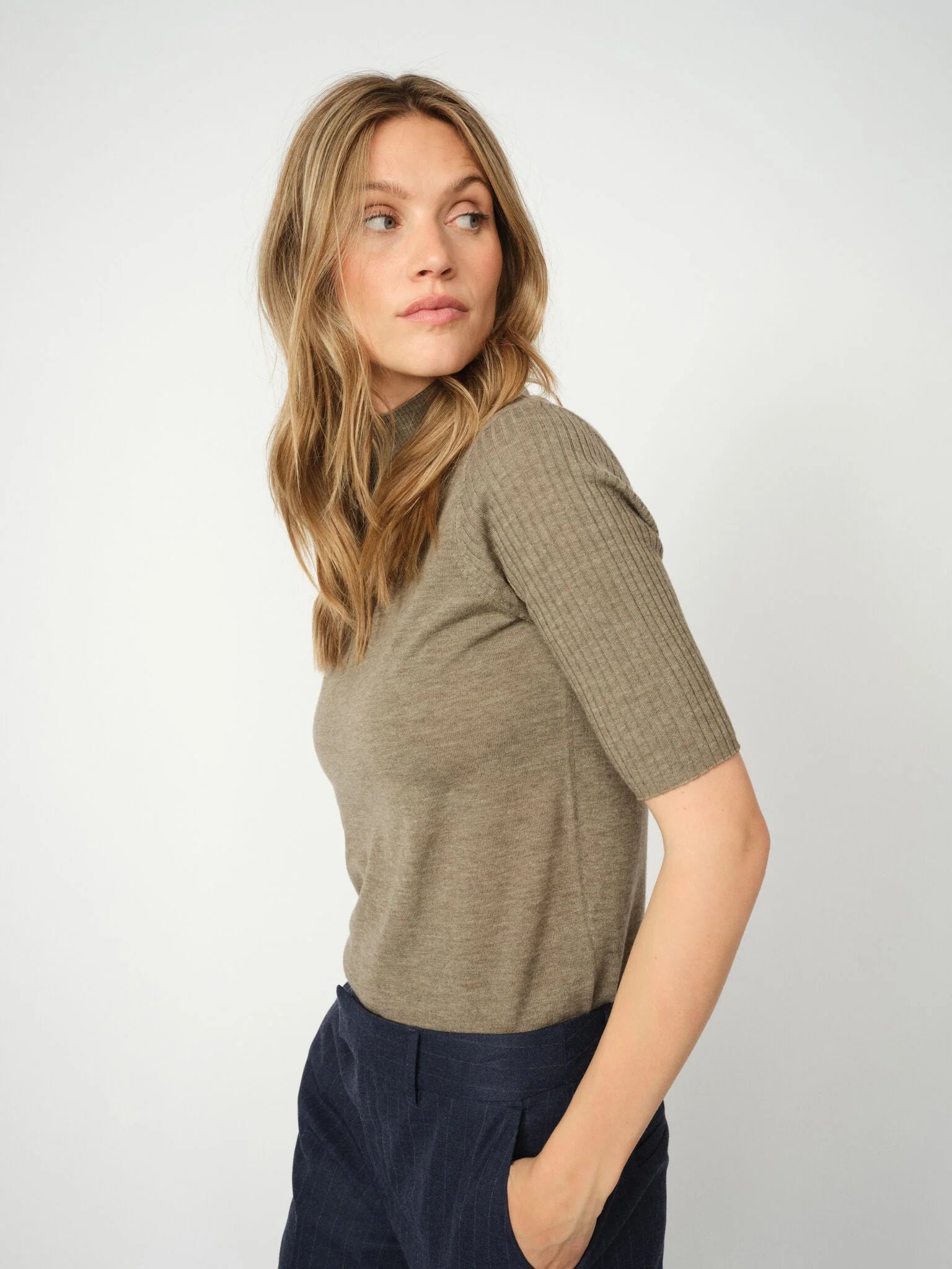 Mos Mosh MMRelena Turtleneck SS Knit - Falcon