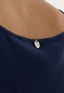 Mos Mosh Astrid V-Neck Silk Tank Top - Maritime Blue