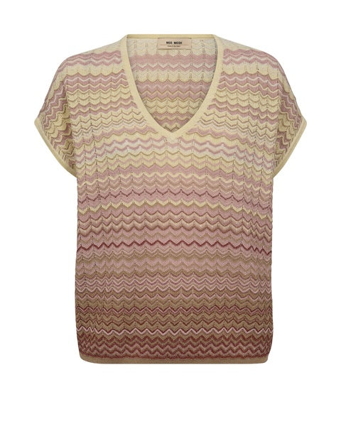 Mos Mosh MMShani Zigzag V-Neck Knit - Powder Pink