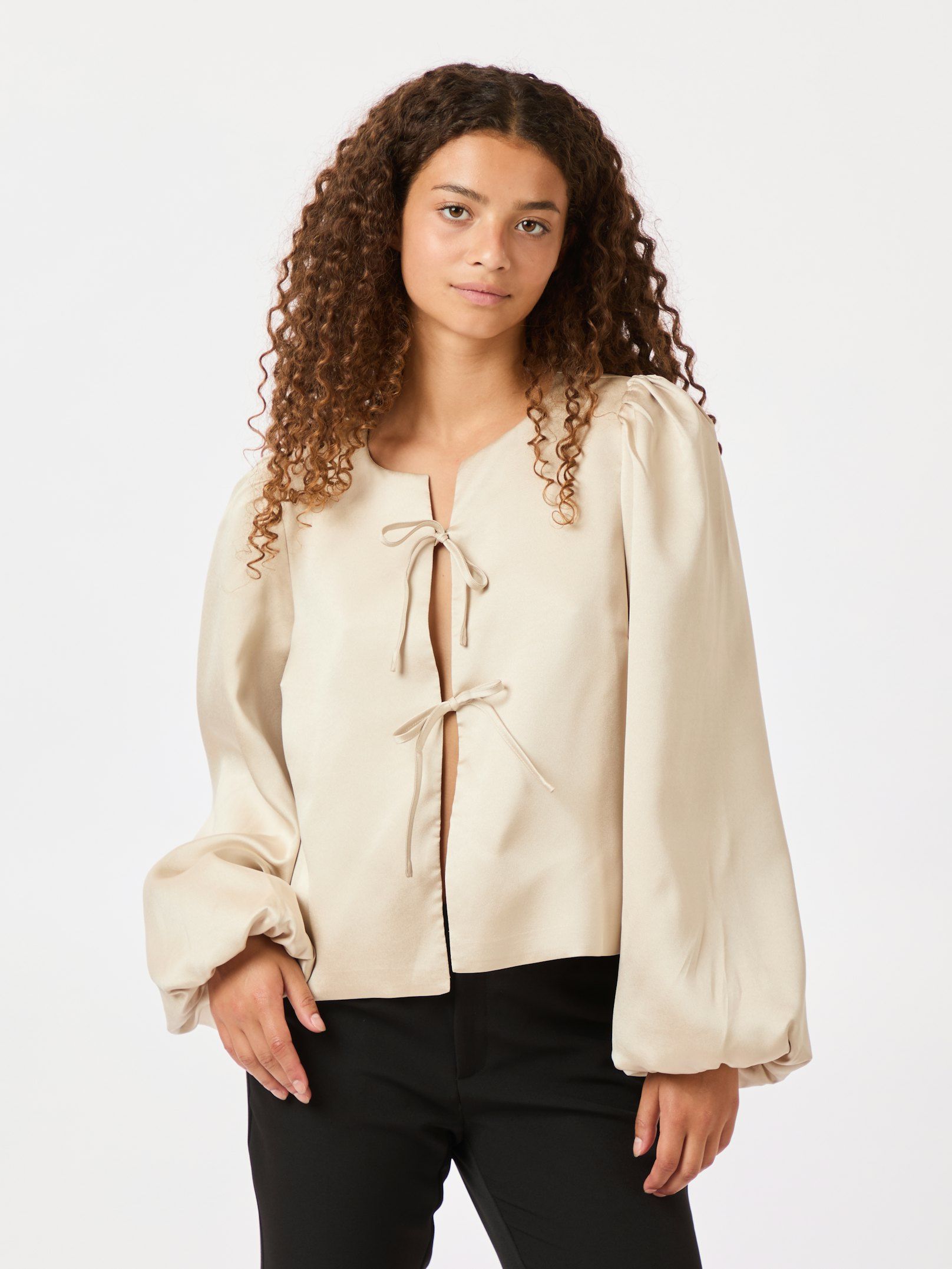 Neo Noir Daliska Dull Satin Blouse - Sand