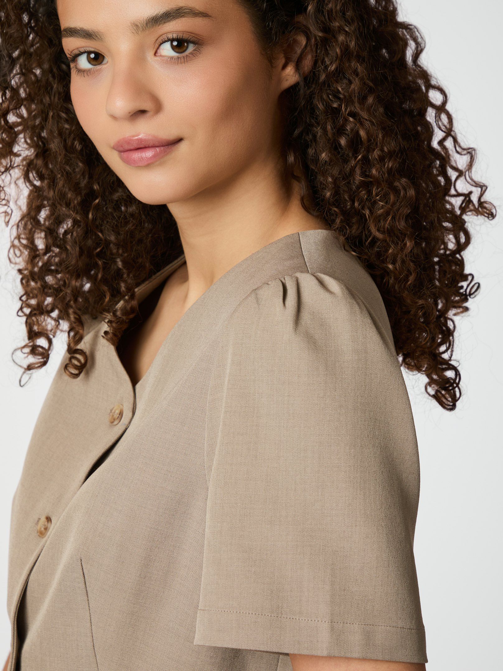 Neo Noir Jules Structure Blouse - Dark Taupe