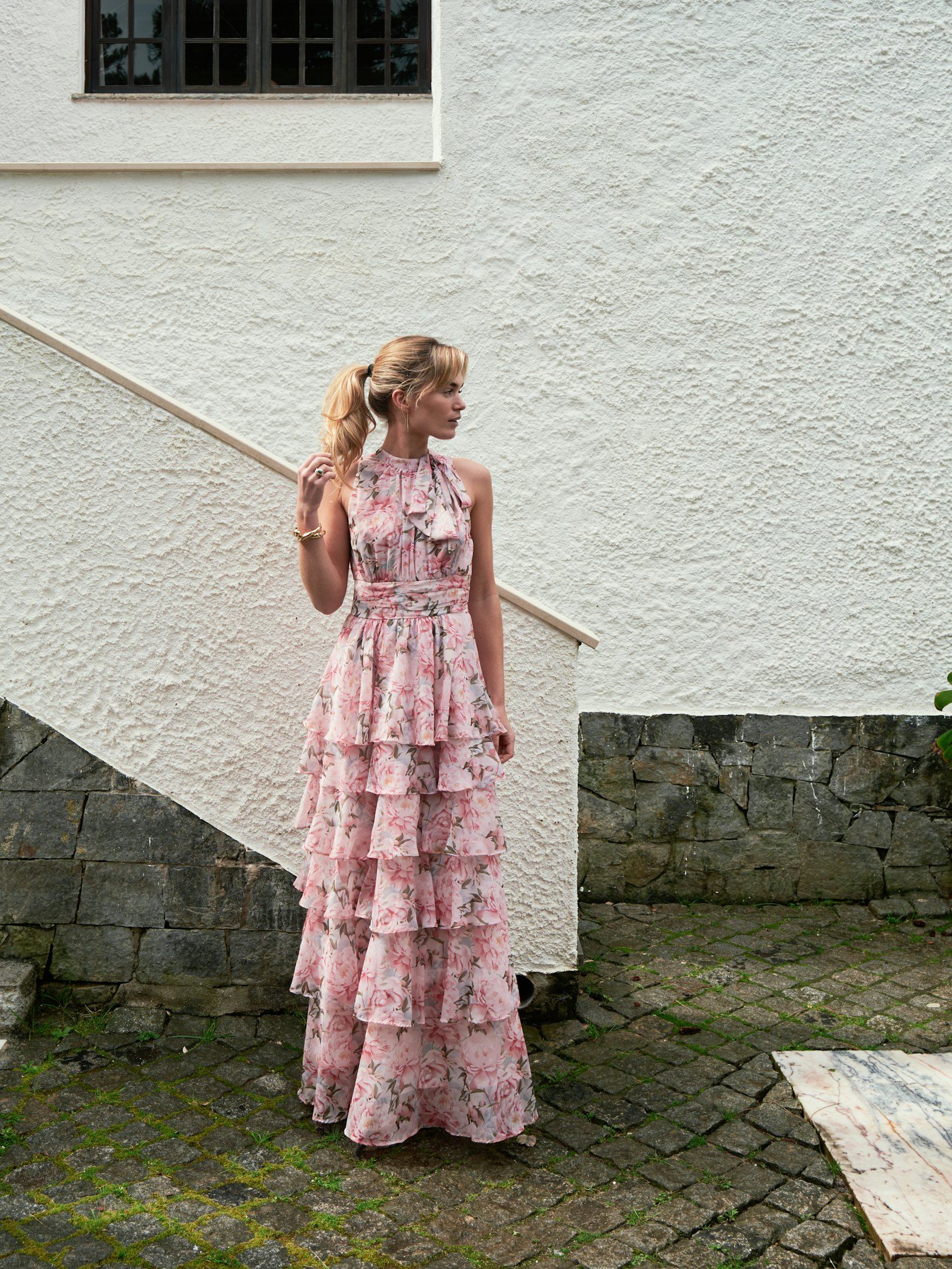 Neo Noir Matli Flower Chiffon Dress - Rose