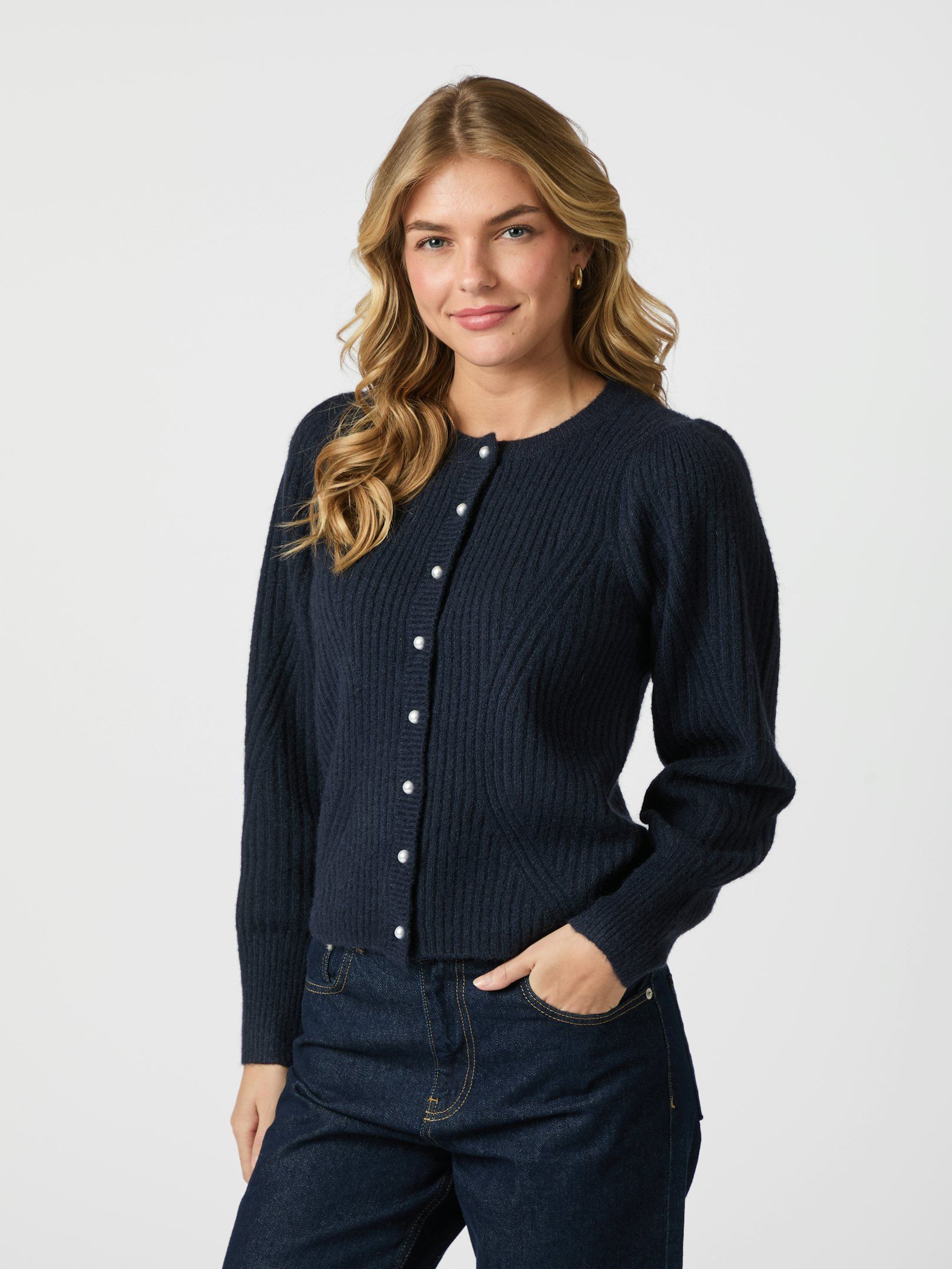 Neo Noir Puli Knit Cardigan - Navy
