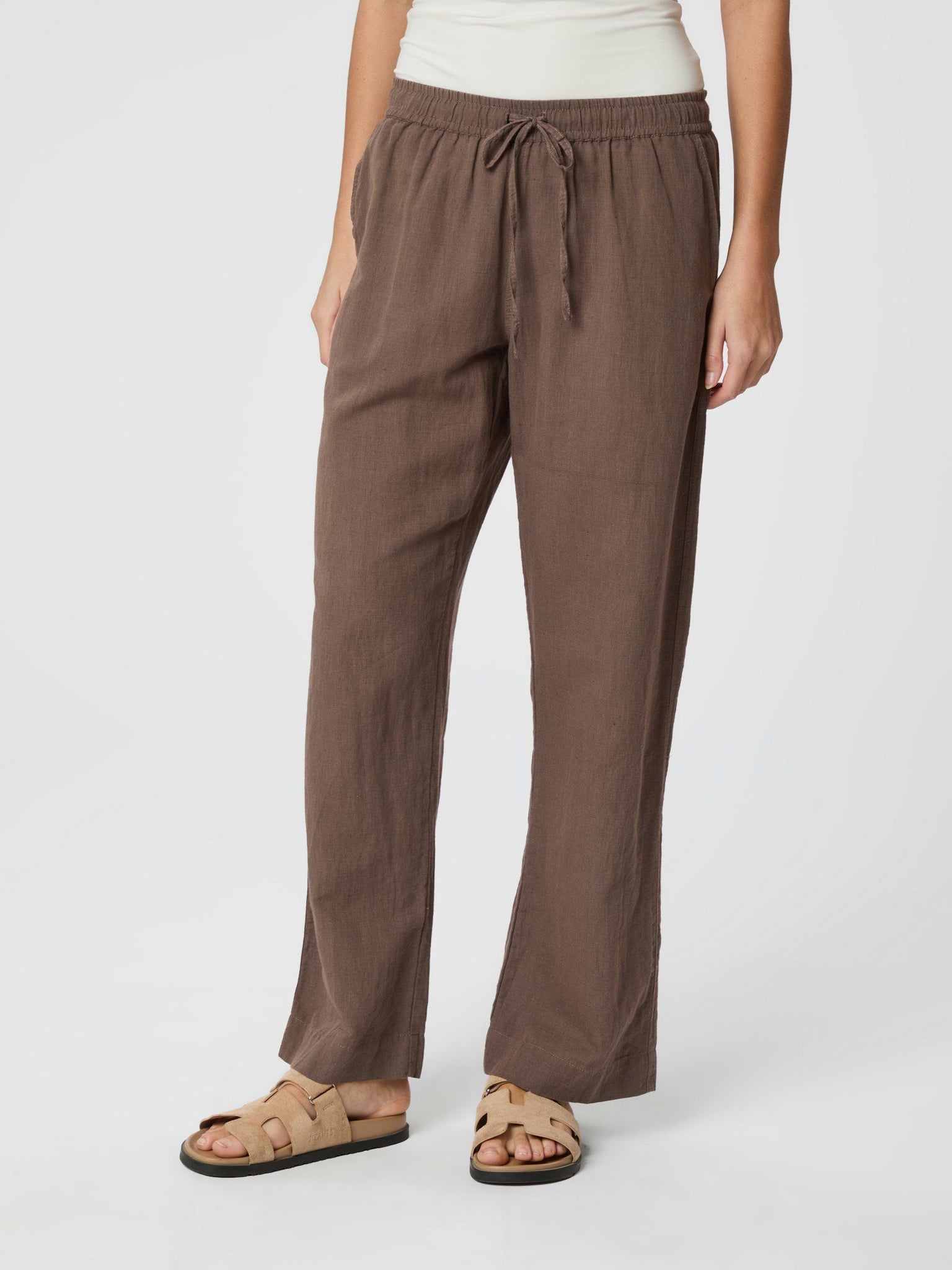 Neo Noir Sonar Linen Pants - Brown