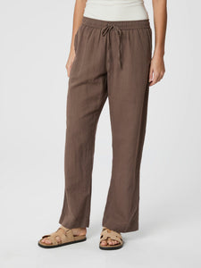 Neo Noir Sonar Linen Pants - Brown
