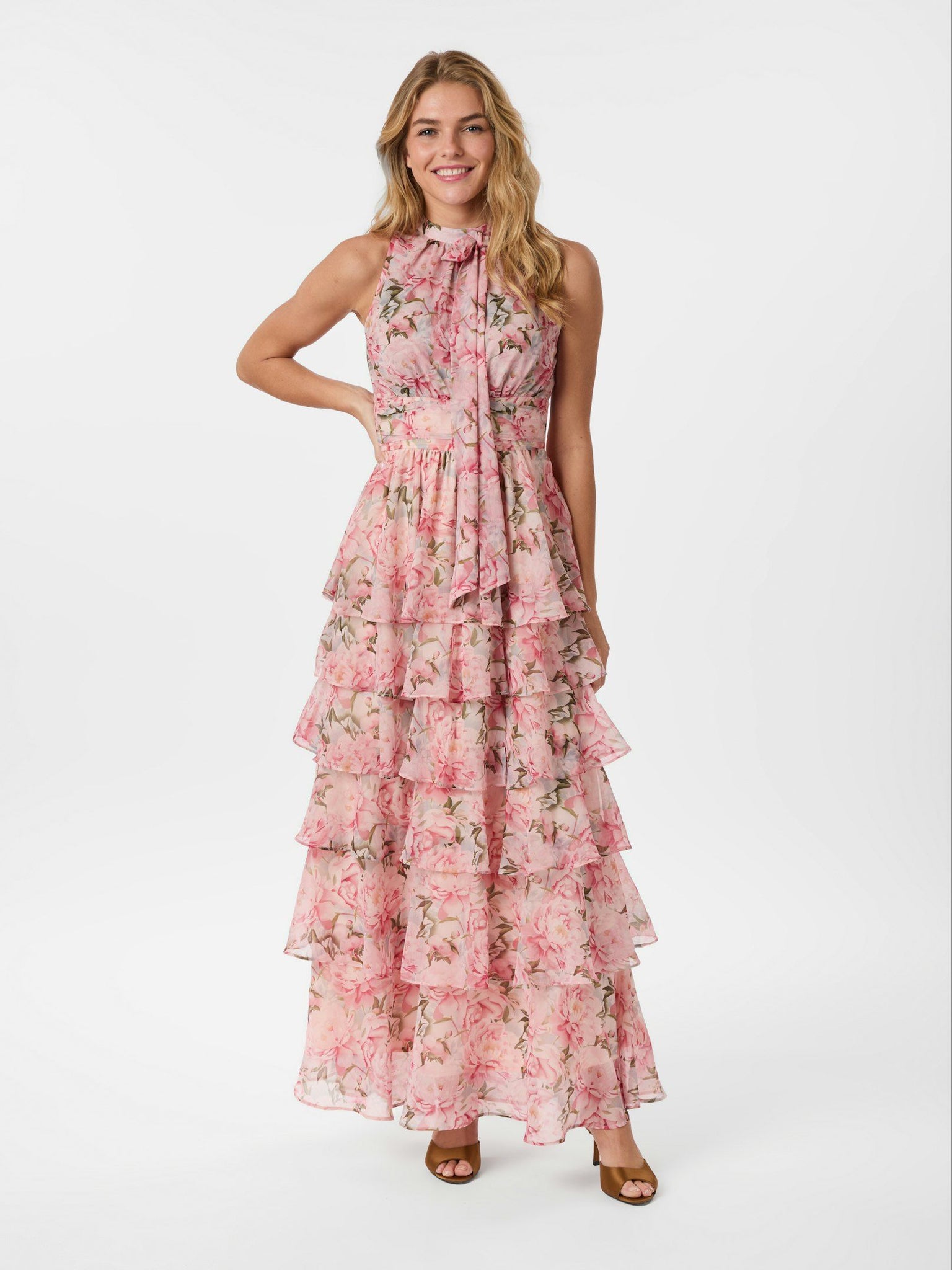 Neo Noir Matli Flower Chiffon Dress - Rose