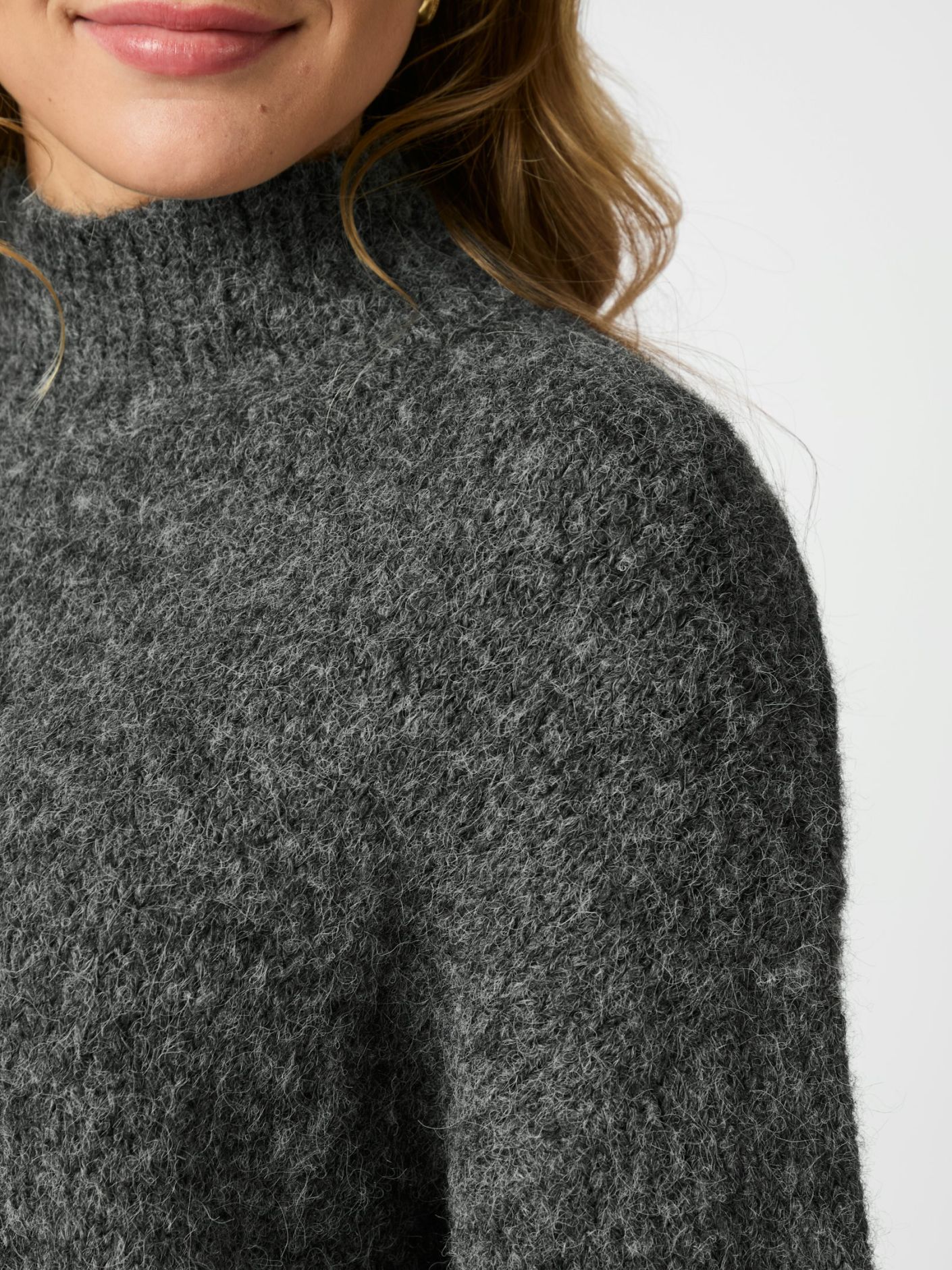 Neo Noir Paulina Fluffy Knit Blouse - Antracit