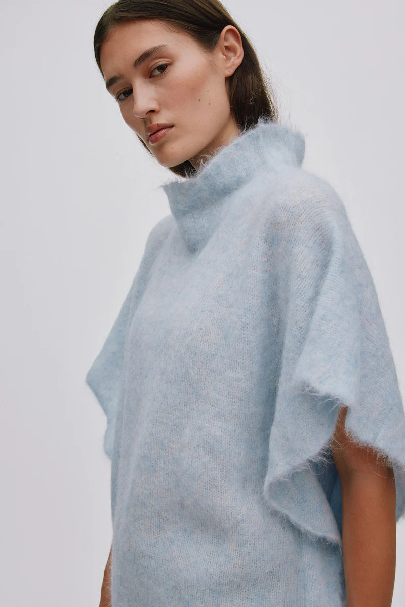 Rabens Saloner Asna Superlight Knit Tunic Top - Ice Blue