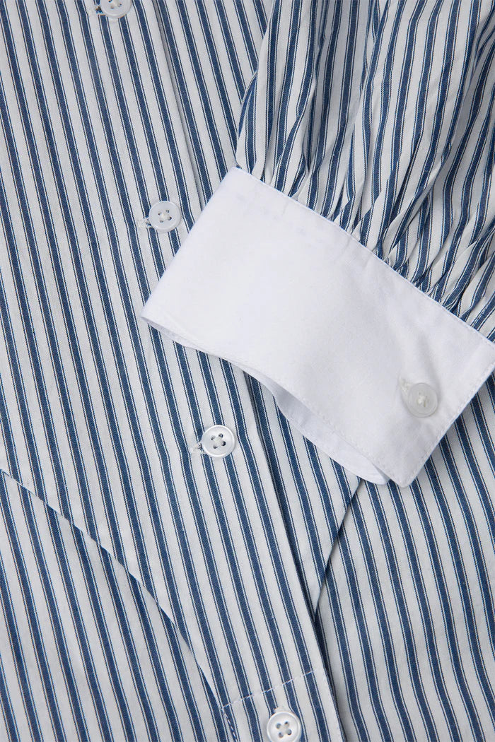 Rabens Saloner Calya Monogram Os Shirt Dress - Indigo Stripe