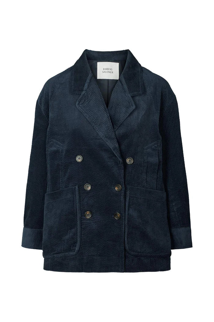 Rabens Saloner Carmeline Corduroy Jacket - Dark Blue