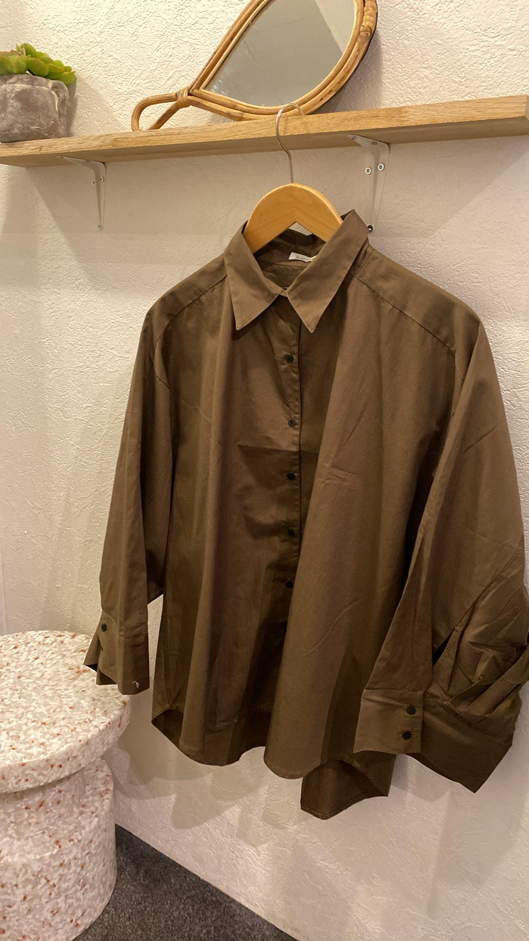 Rabens Saloner Chloe Poplin Full Shirt - Brown