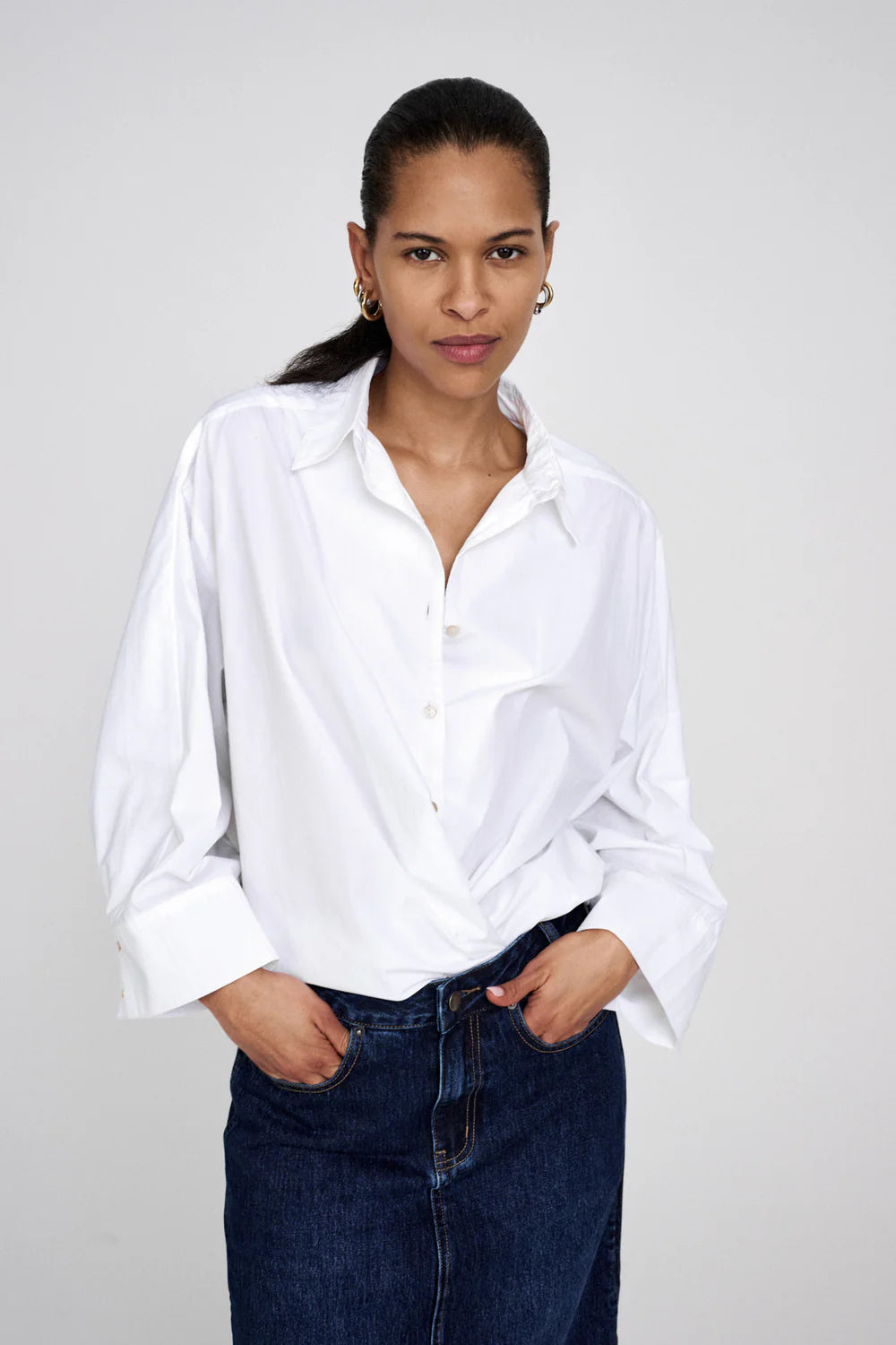 Rabens Saloner Chloe Poplin Full Shirt - White