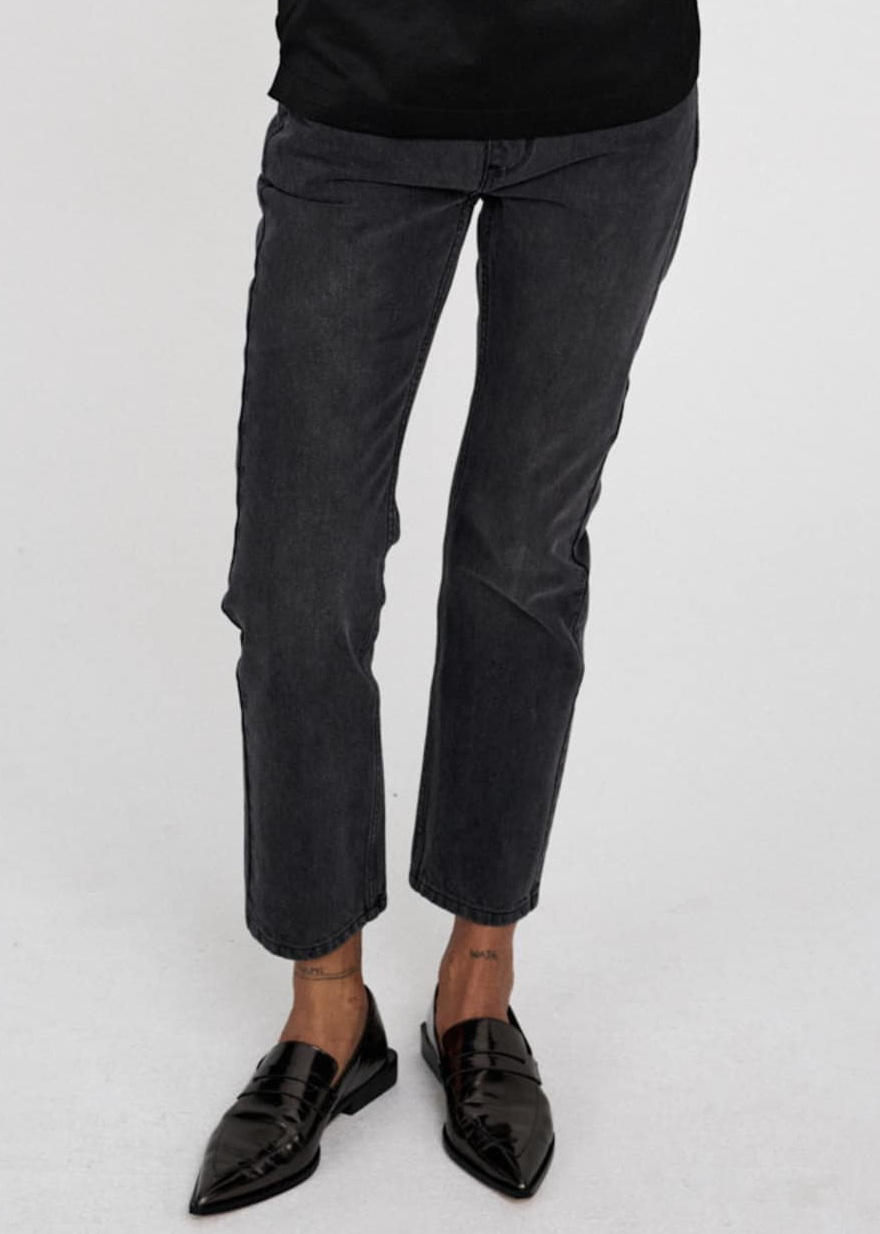 Rabens Saloner Denim Black Cropped Pants- Washed Black