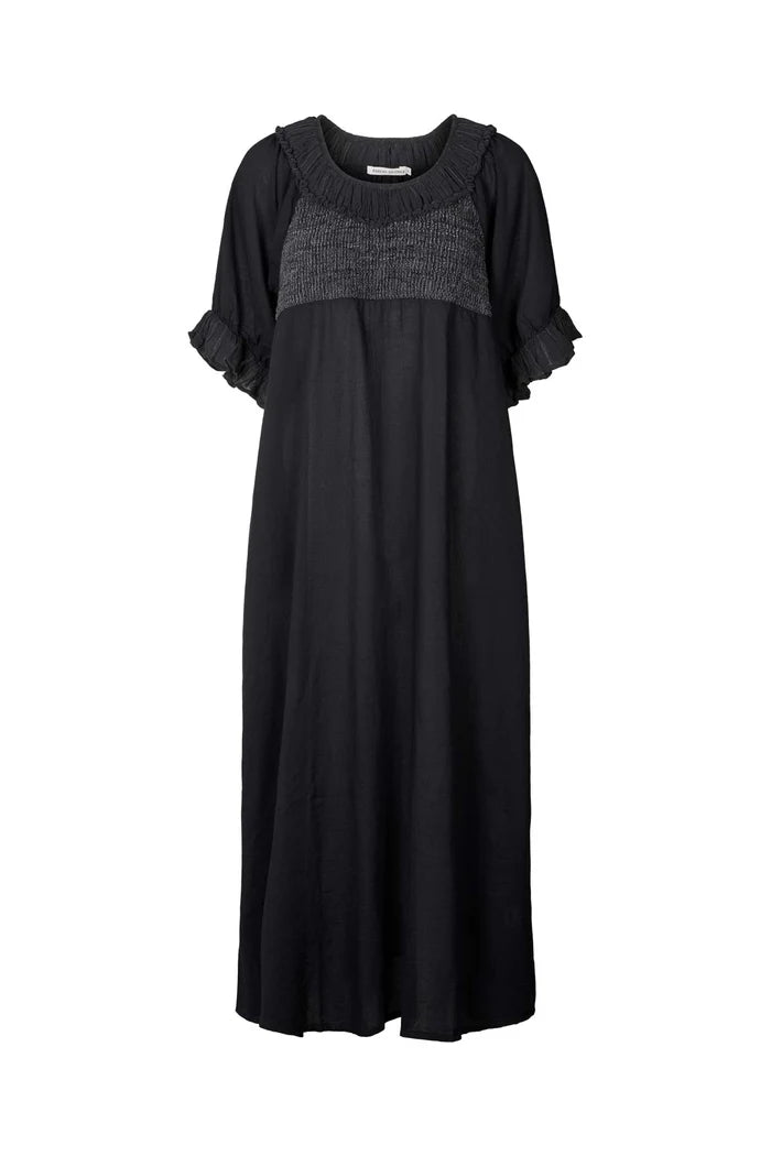 Rabens Saloner Dorothea Cotton Long Angel Dress - Black