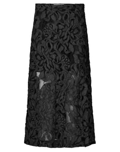 Rabens Saloner Fauna Orchid Lace Skirt - Black
