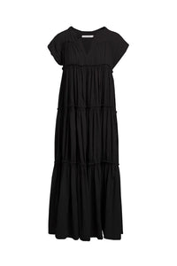 Rabens Saloner Gisele Cotton Flare Long Dress - Black
