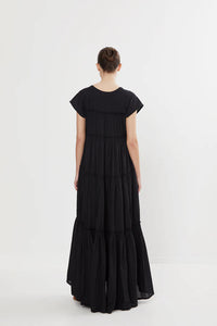 Rabens Saloner Gisele Cotton Flare Long Dress - Black