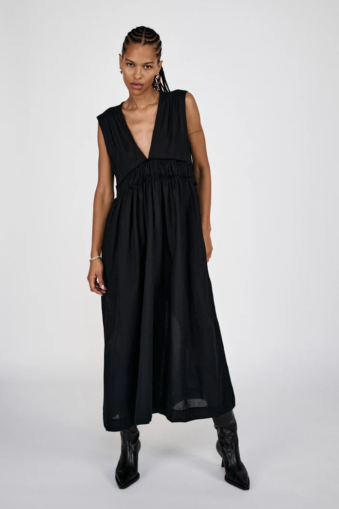 Rabens Saloner Harmonie Cotton Long Dress - Black