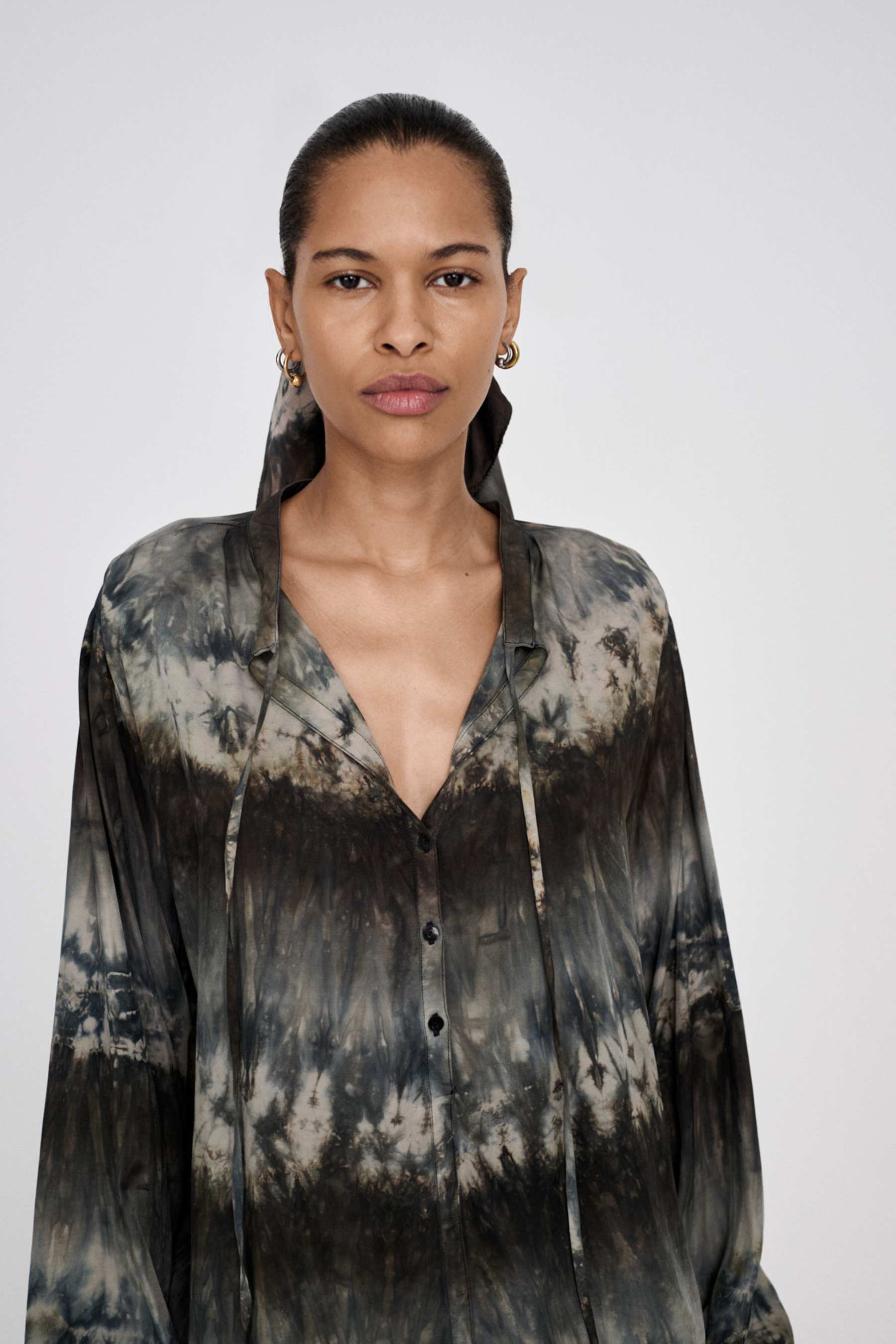 Rabens Saloner Irela Arizona Tie Dress - Cement Combo