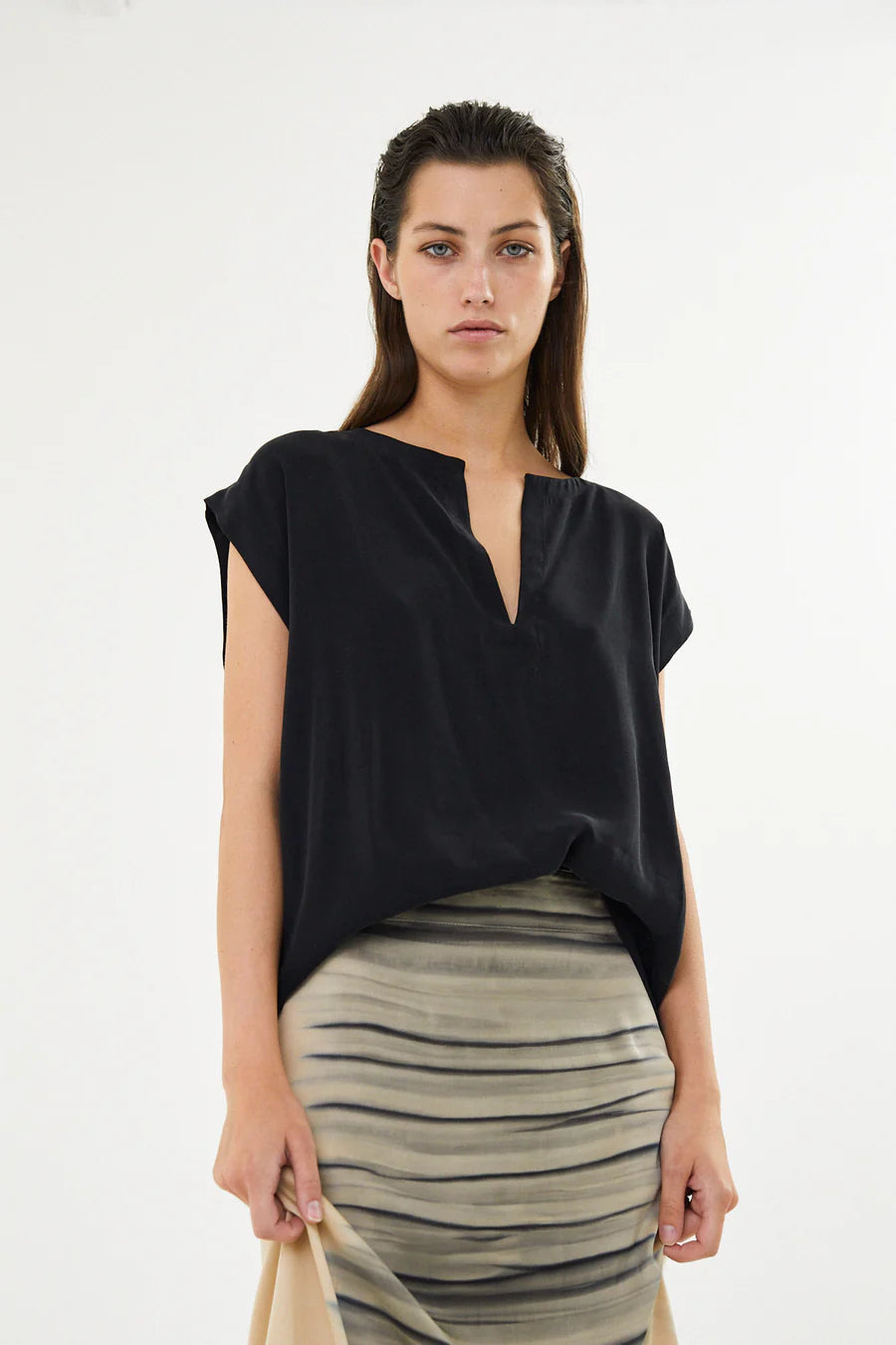 Rabens Saloner Rosalyn Sandwashed Blouse - Black