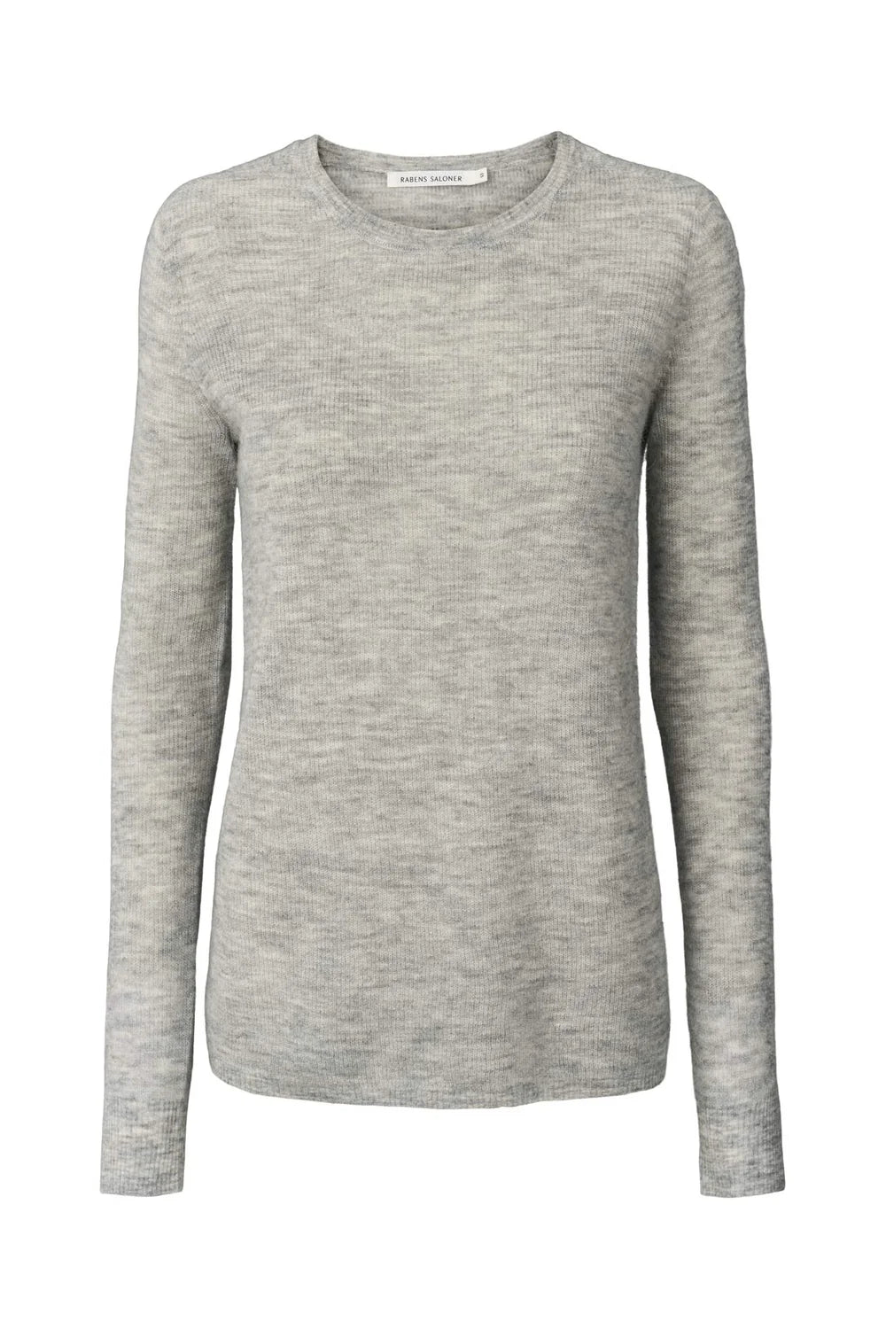 Rabens Saloner Shauna Waffled Knit Long Sleeve Top - Grey Melange
