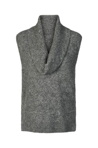 Rabens Saloner Biak Soft Knit Vest - Grey Melan