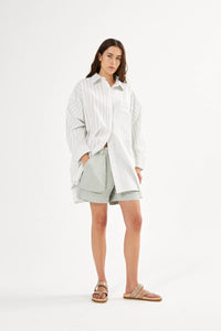 Rabens Saloner Bobbie Medley Stripe Oversized Shirt - Dirty Chalk