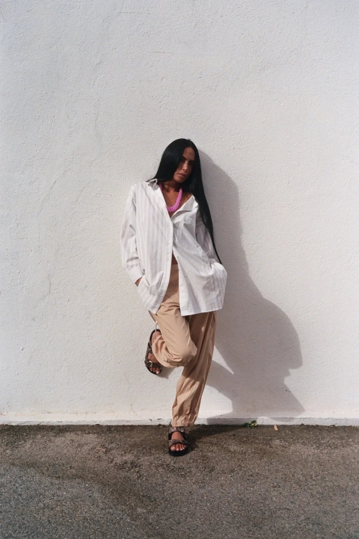Rabens Saloner Bobbie Medley Stripe Oversized Shirt - Dirty Chalk