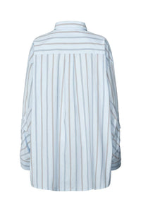 Rabens Saloner Bobbie Reverse Stripe Oversize Shirt  - Blue Pyjama Stripe