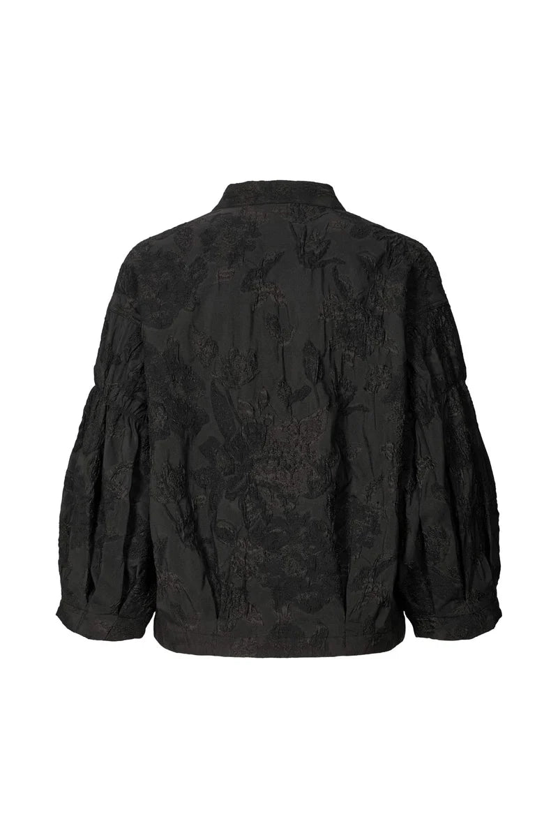 Rabens Saloner Candie Clipped Jacquard Shirt Jacket - Pirate Black