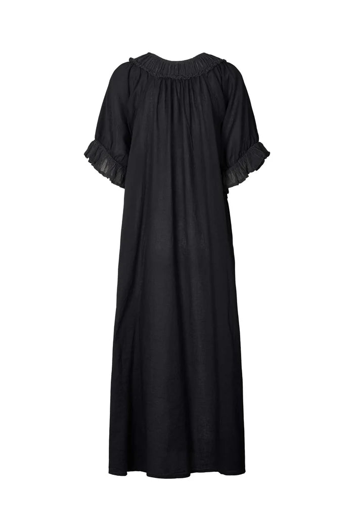 Rabens Saloner Dorothea Cotton Long Angel Dress - Black