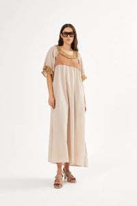 Rabens Saloner Dorothea Cotton Long Angel Dress - Caramel