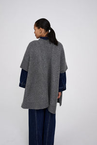 Rabens Saloner Dorris Sheep Knit Cape - Grey Melange