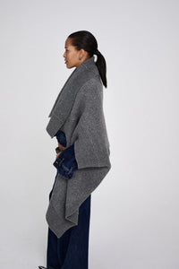 Rabens Saloner Dorris Sheep Knit Cape - Grey Melange