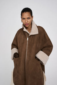 Rabens Saloner Ejsa Shealing Coat - Dark Brown