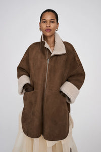 Rabens Saloner Ejsa Shealing Coat - Dark Brown