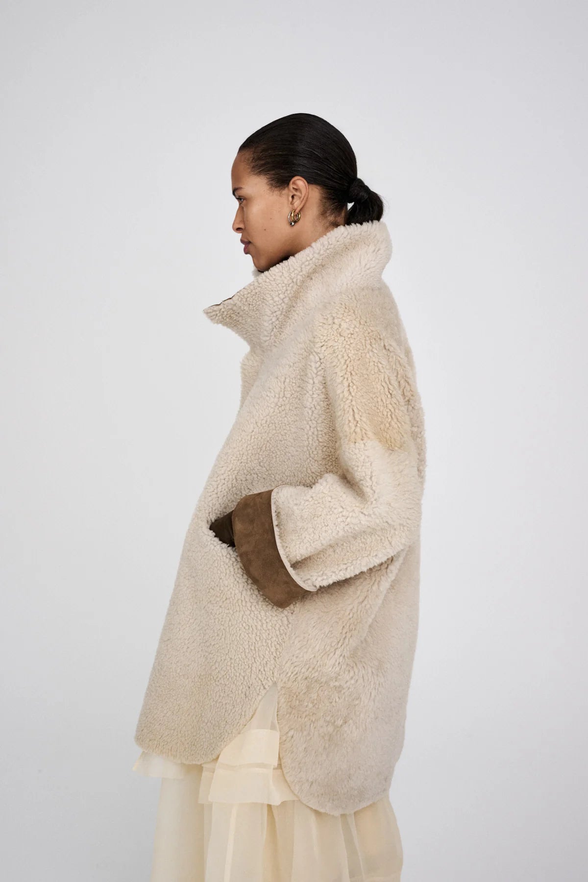 Rabens Saloner Ejsa Shealing Coat - Dark Brown