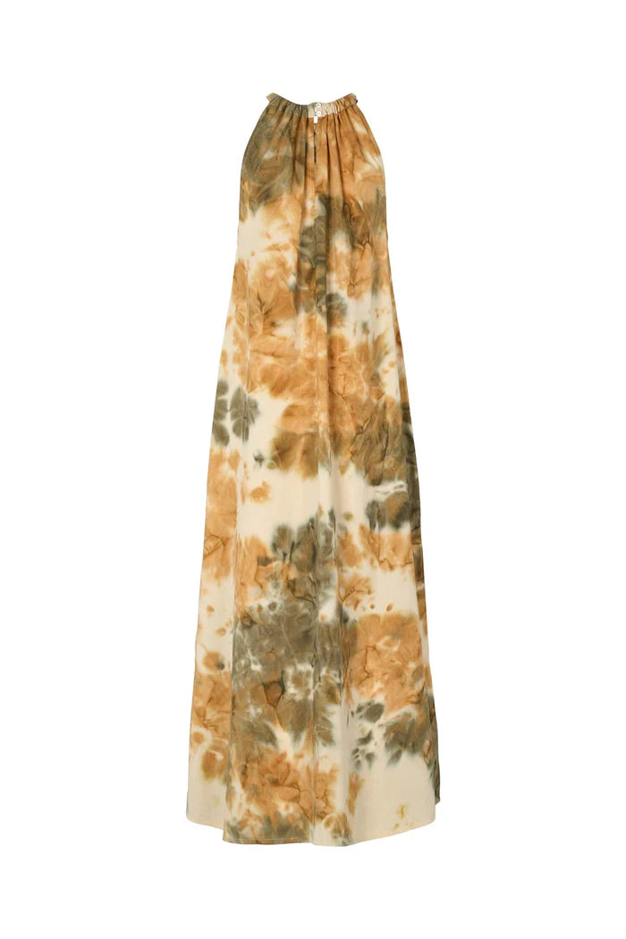 Rabens Saloner Hope Abstract Halter Dress - Forest Combo