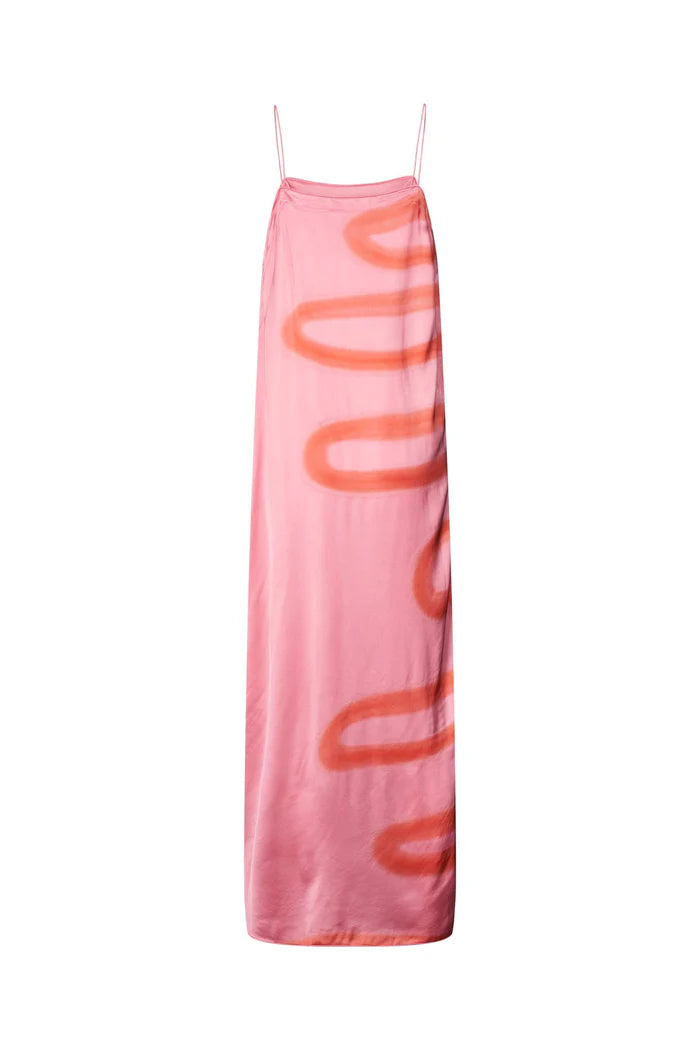 Rabens Saloner Laurette Fluid Camisole Dress - Flamingo Combo