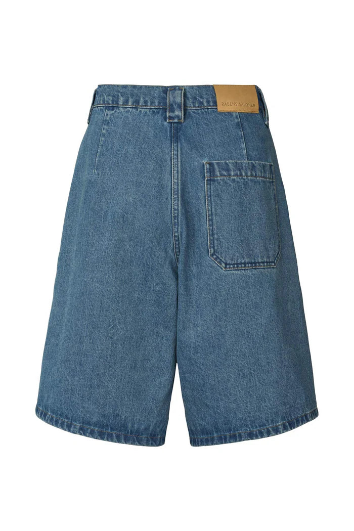 Rabens Saloner Raha Denim Wide Shorts - Washed Indigo