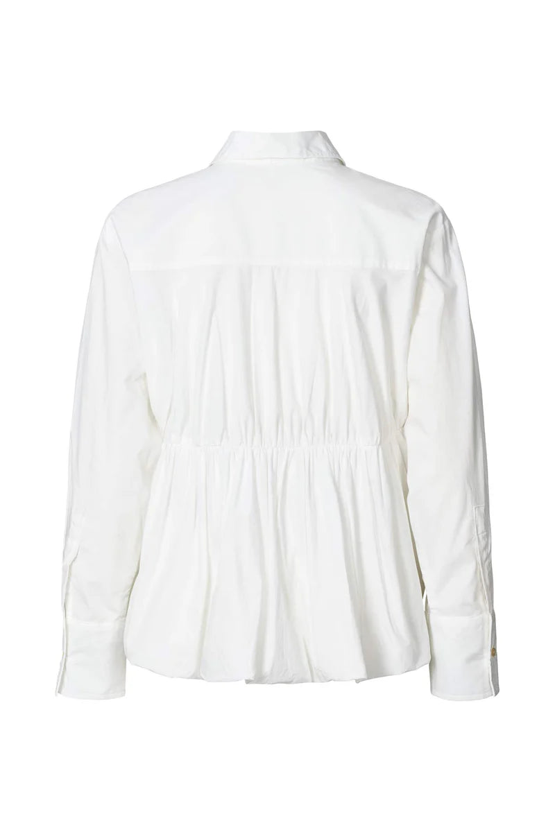 Rabens Saloner Sophie Poplin Puffed Hem Shirt - White