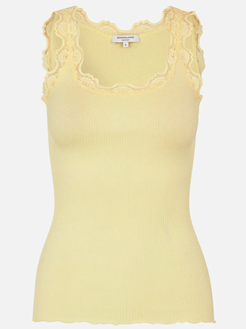 Rosemunde Iconic Silk Top W Lace - Lemon Creme