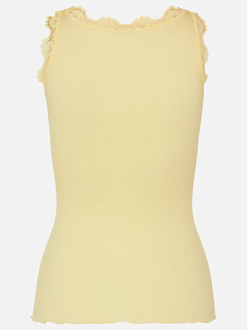 Rosemunde Iconic Silk Top W Lace - Lemon Creme