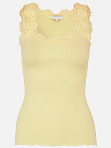 Rosemunde Iconic Silk Top W Lace - Lemon Creme